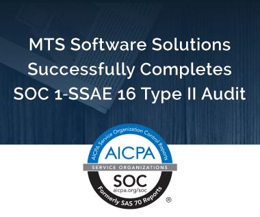 Banner rectangle for Press Release: MTS Software Solutions Successfully Completes SOC 1‐SSAE 16 Type II Audit