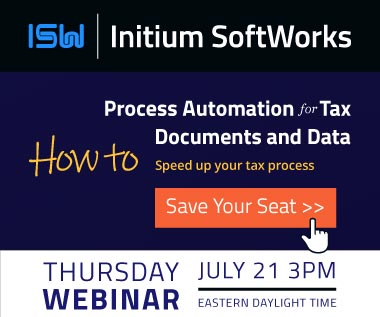 Banner Rectangle for Webinar: Process Automation for Tax Documents and Data, Thursday, July 21, 2022 3PM EDT