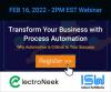 Banner Pop-under for Webinar: Transform Your Business with Process Automation February 16, 2022 2PM EST